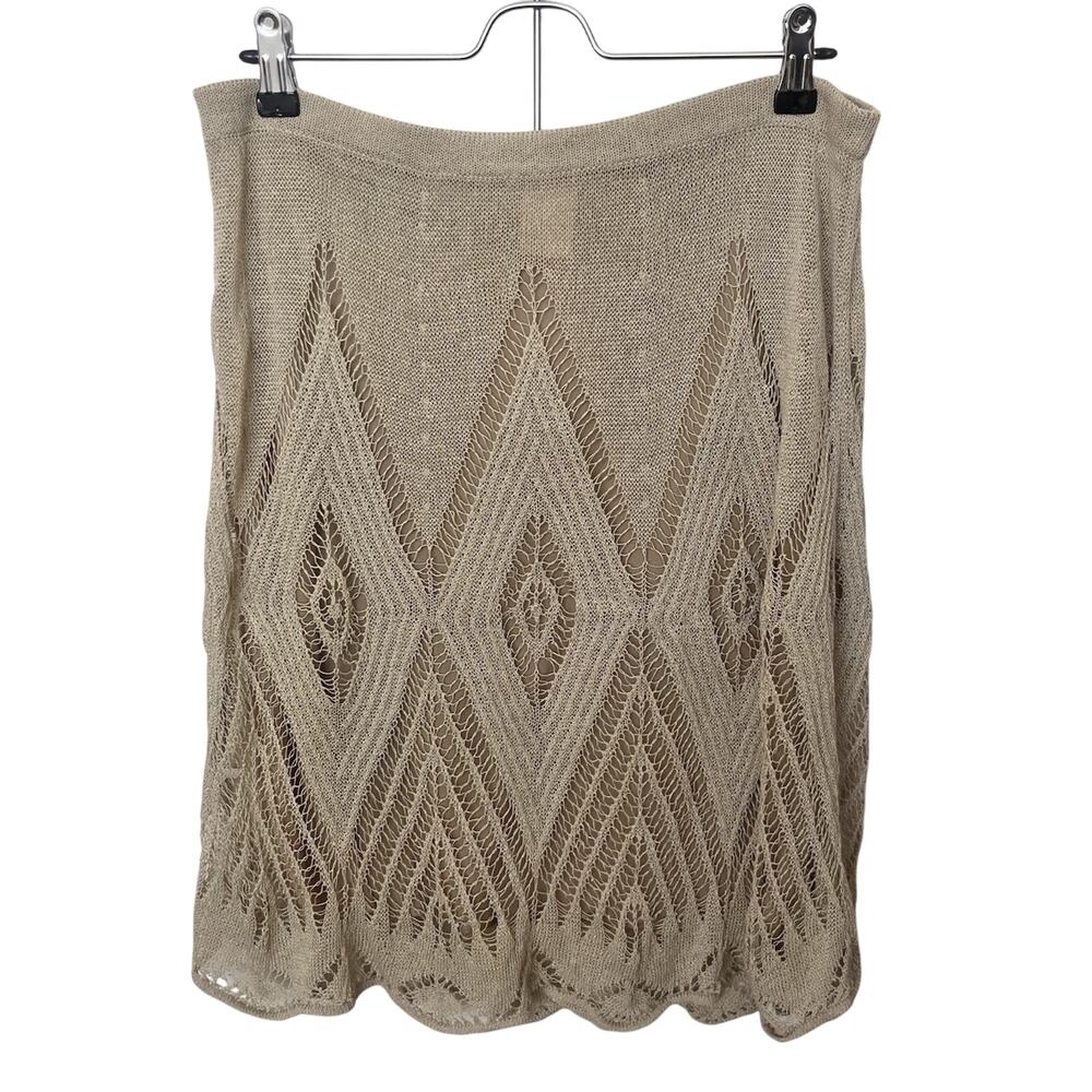 D.EXTERIOR Open Knit Elastic Waist Skirt Women’s Sz Medium Beige